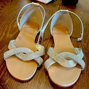 David’s Bridal shoes, sparkle flats, silver, size 9